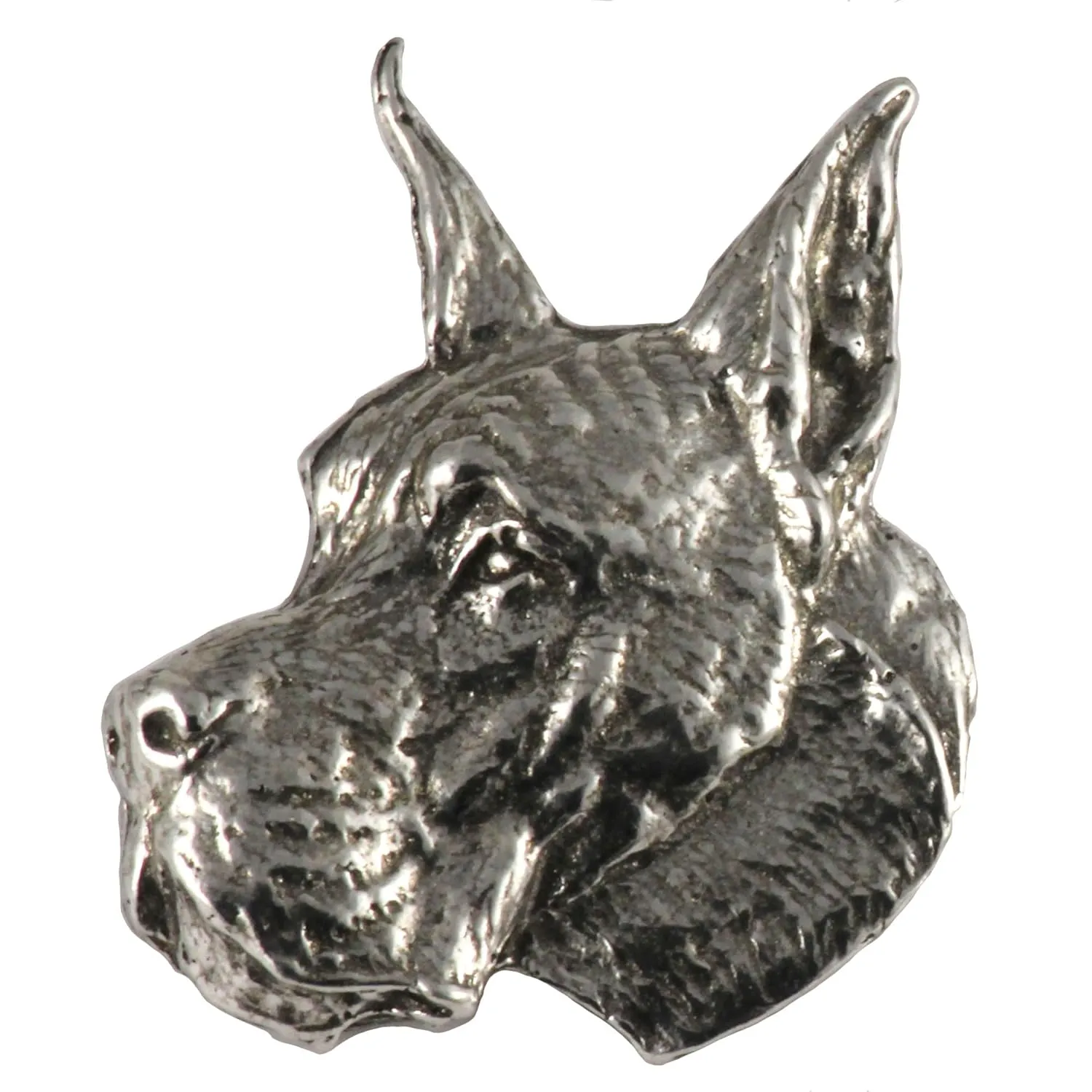Great Dane Dog, Lapel Pin, Hat, Pins, Brooch, Keychain, Key Fob, Canine, Germany, Jewelry, Metal, Gift, 100% Handmade in America, (#01 Pewter Pin Head 1 1/4" D094)