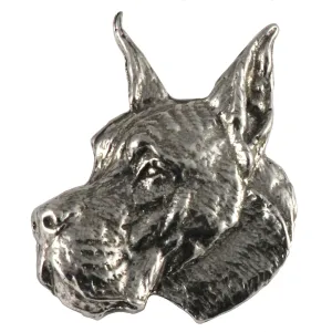 Great Dane Dog, Lapel Pin, Hat, Pins, Brooch, Keychain, Key Fob, Canine, Germany, Jewelry, Metal, Gift, 100% Handmade in America, (#01 Pewter Pin Head 1 1/4" D094)