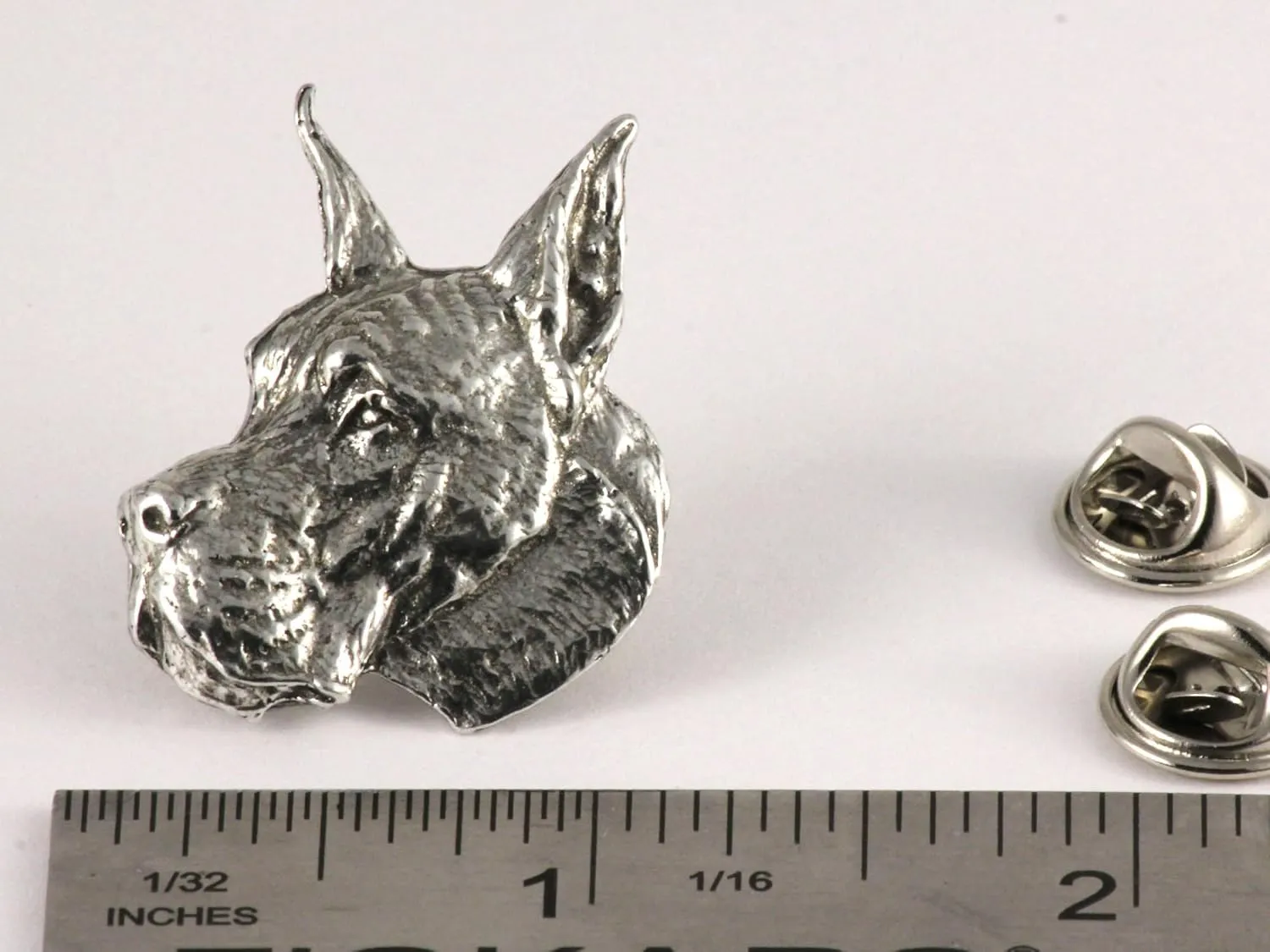 Great Dane Dog, Lapel Pin, Hat, Pins, Brooch, Keychain, Key Fob, Canine, Germany, Jewelry, Metal, Gift, 100% Handmade in America, (#01 Pewter Pin Head 1 1/4" D094)