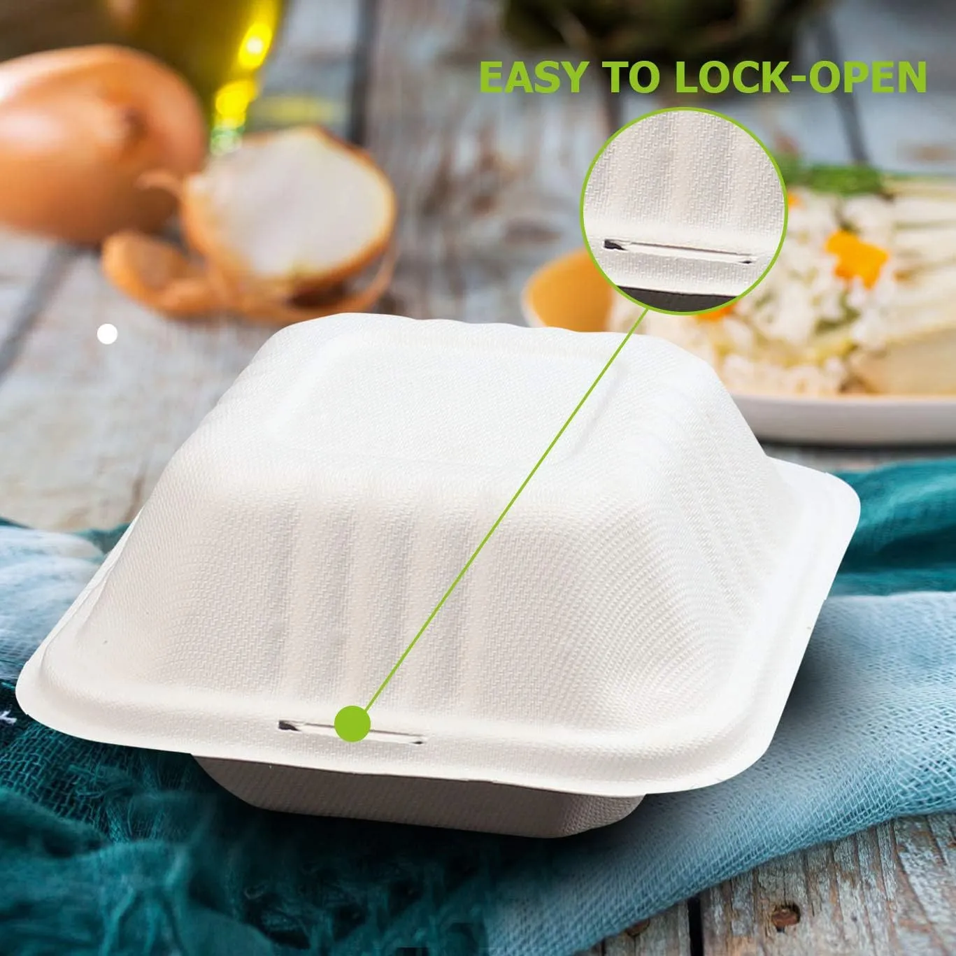 Green Earth 6-inch, 500-Count, Compostable Clamshell, Natural Bagasse (Sugarcane Fiber), Take-Out/to-Go Food Boxes - Biodegradable Containers, Hinged Lid Microwave-Safe Gluten-Free Eco-Friendly