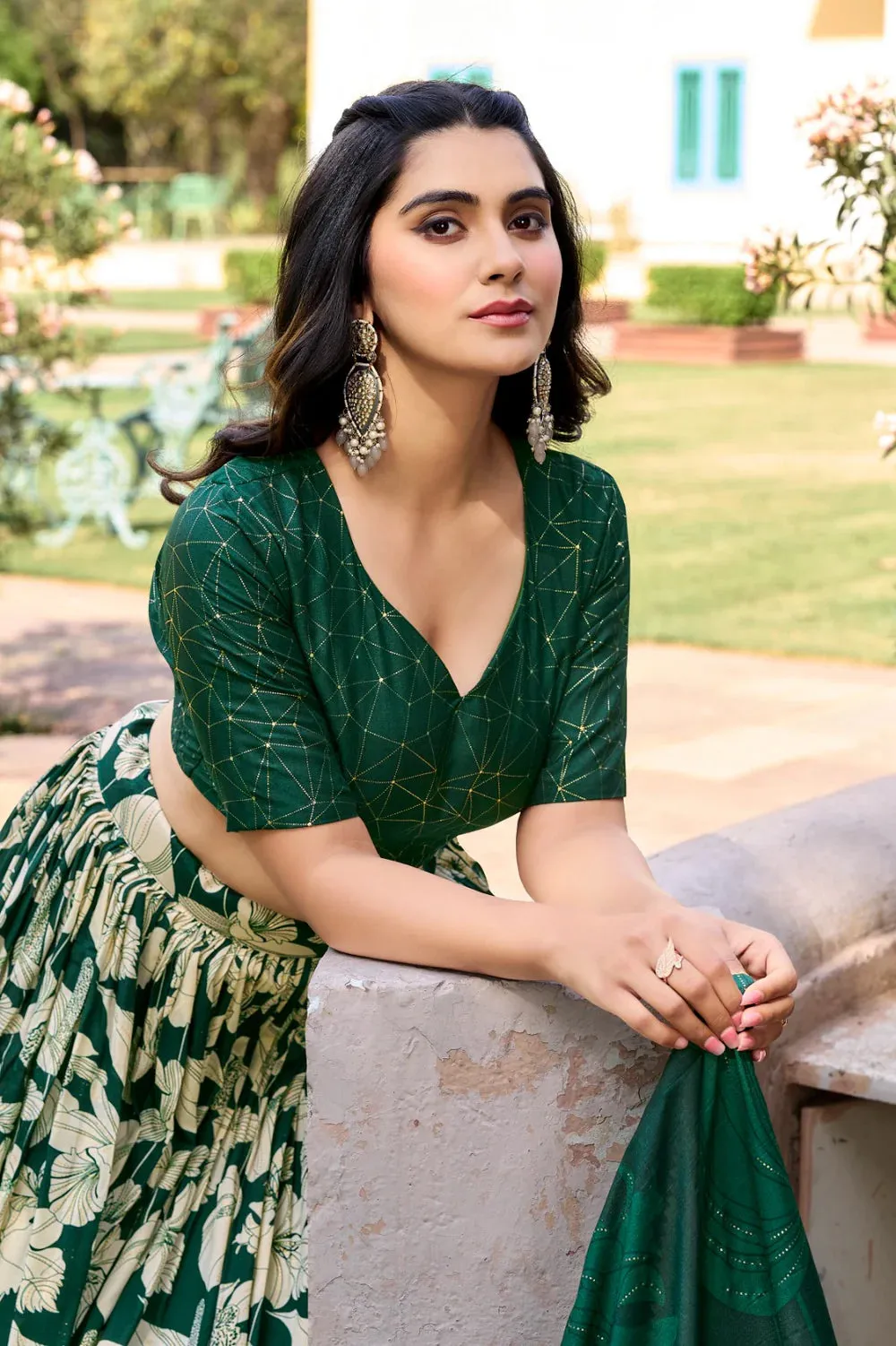 GREEN FLORAL LEHENGA CHOLI