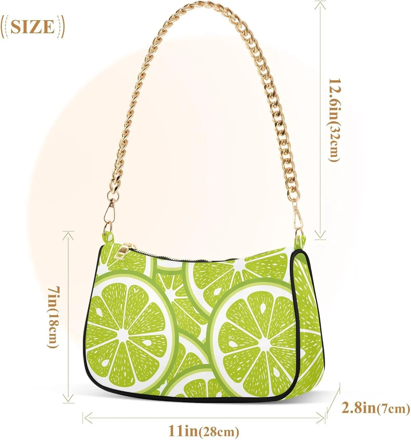 Green Lime Fruits Shoulder Bags for Women Small Handbags Mini Clutch Purse