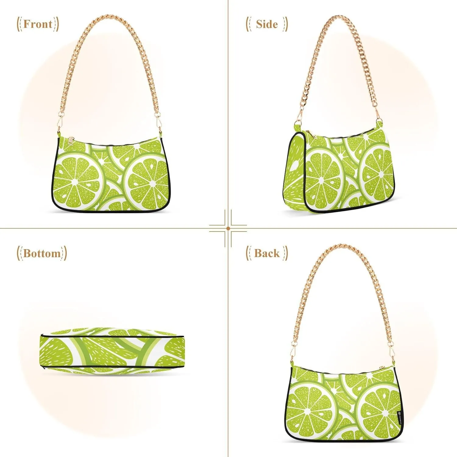Green Lime Fruits Shoulder Bags for Women Small Handbags Mini Clutch Purse