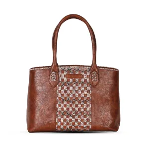 Grid Pattern Luxury Handbag - Tan