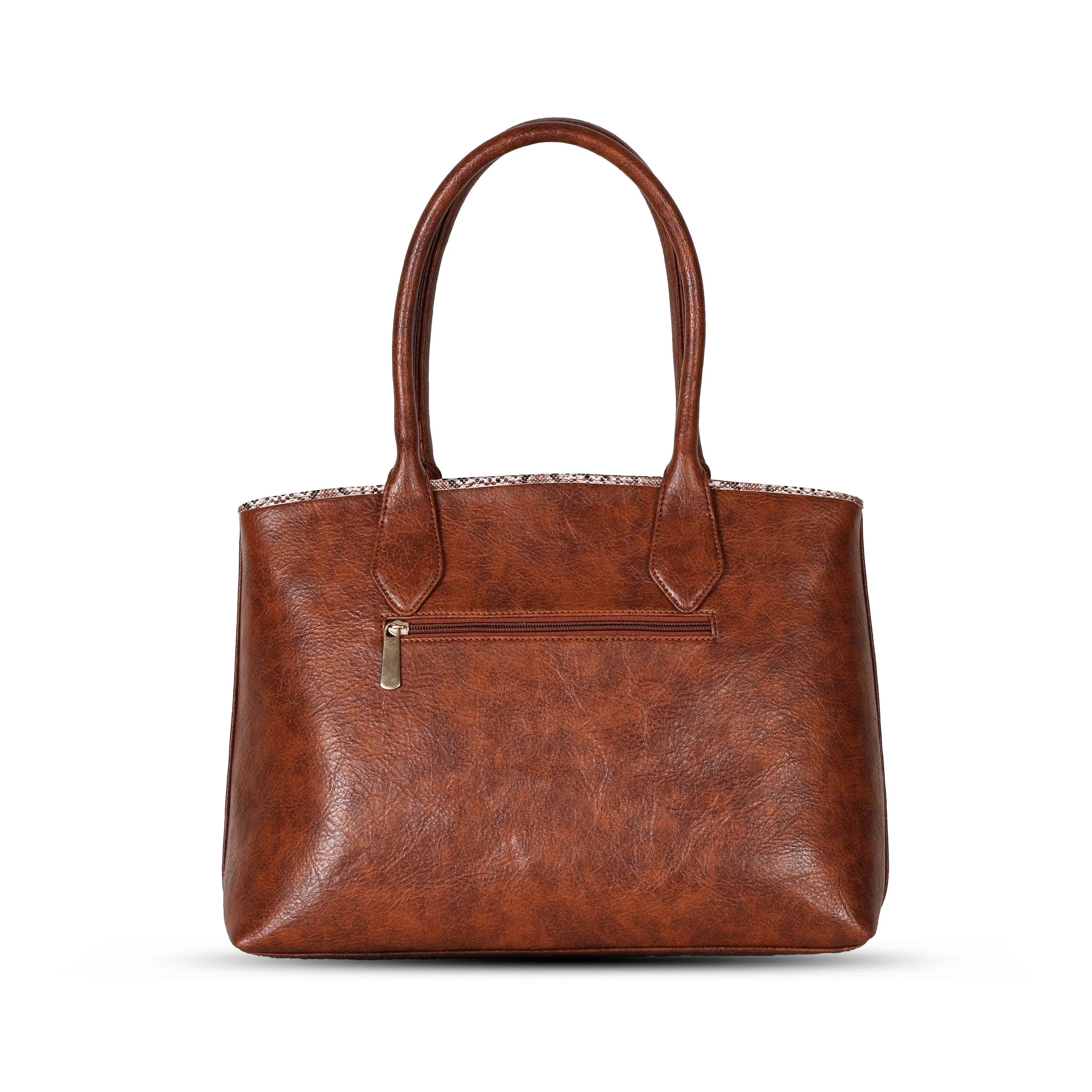Grid Pattern Luxury Handbag - Tan