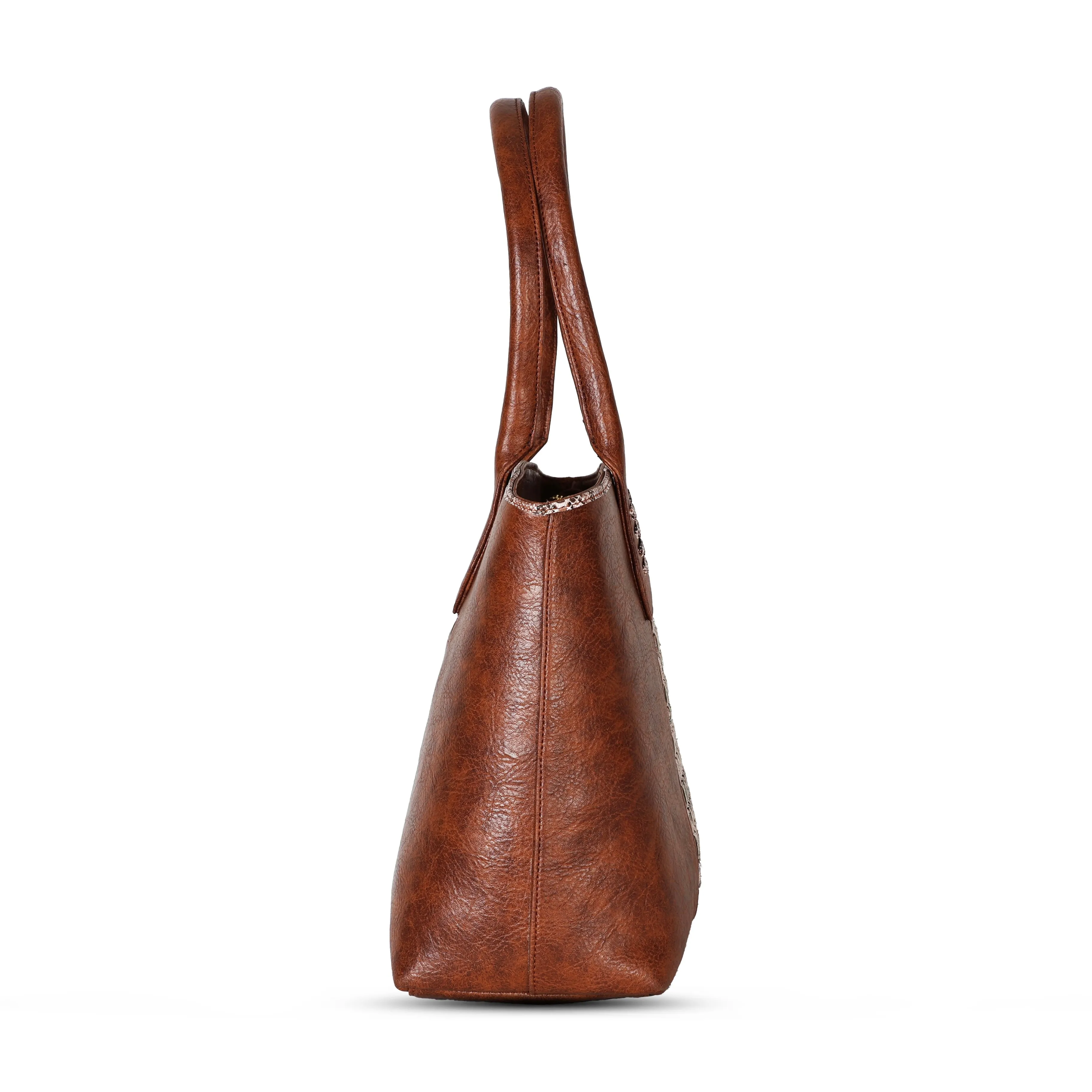 Grid Pattern Luxury Handbag - Tan
