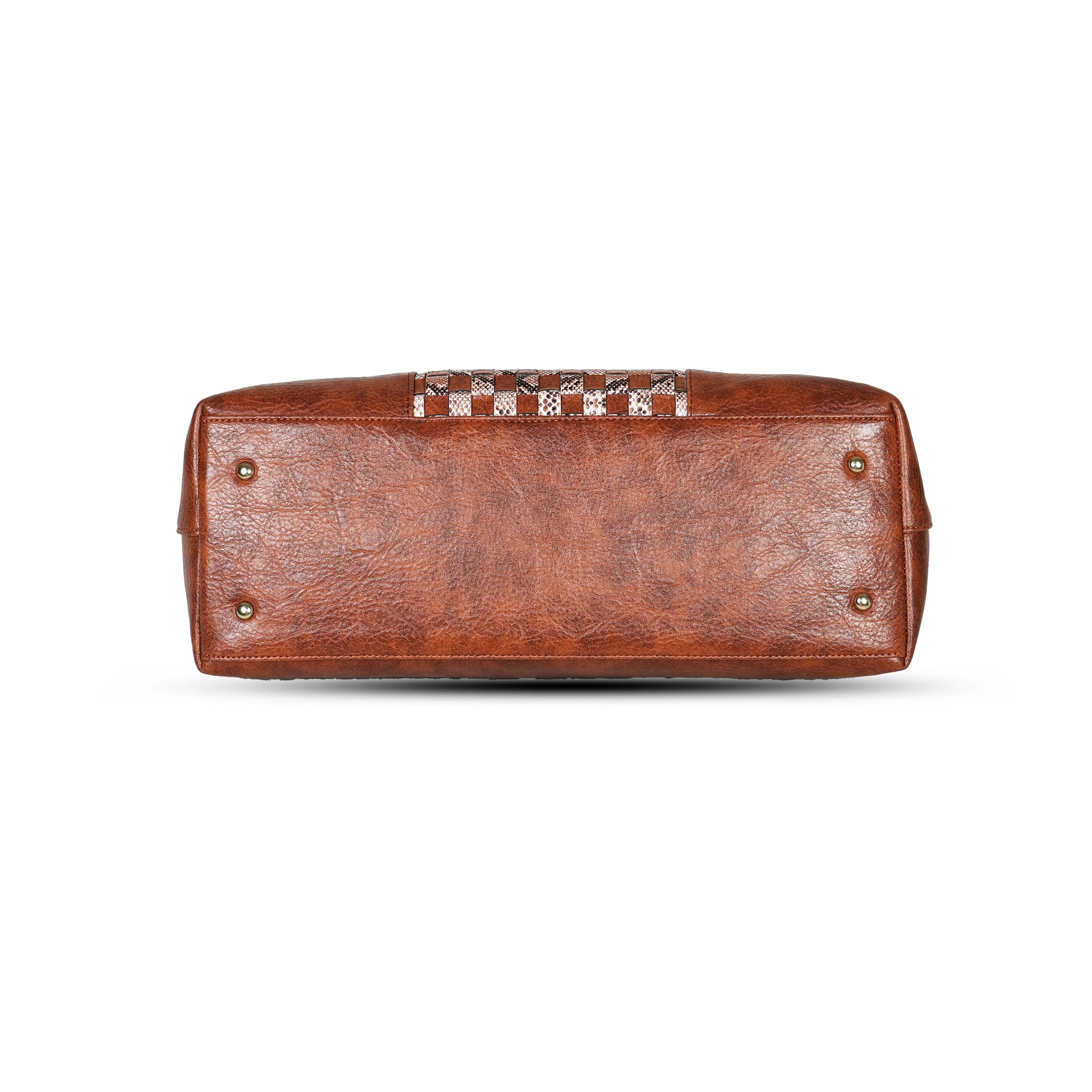 Grid Pattern Luxury Handbag - Tan