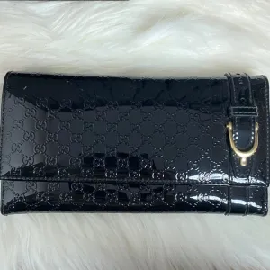 Gucci GG Black Patent Leather Clutch Bag