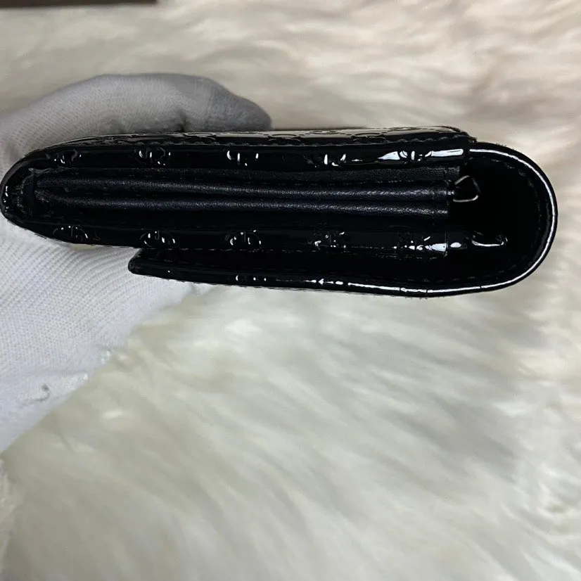 Gucci GG Black Patent Leather Clutch Bag