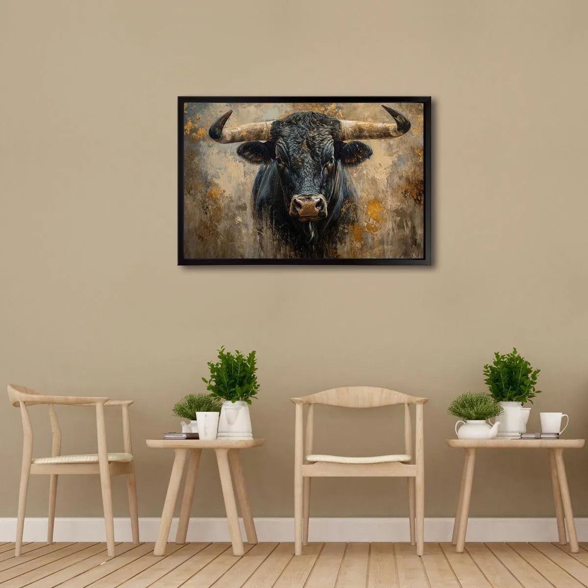 GUHKLSD Carl the Gentle Giant Bull Canvas Print: Majestic Artwork by Simon Bisley 24x36-Metal Framed