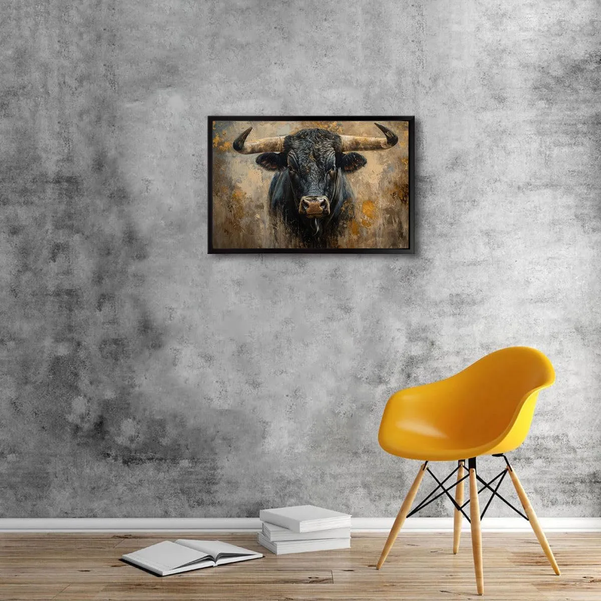 GUHKLSD Carl the Gentle Giant Bull Canvas Print: Majestic Artwork by Simon Bisley 24x36-Metal Framed