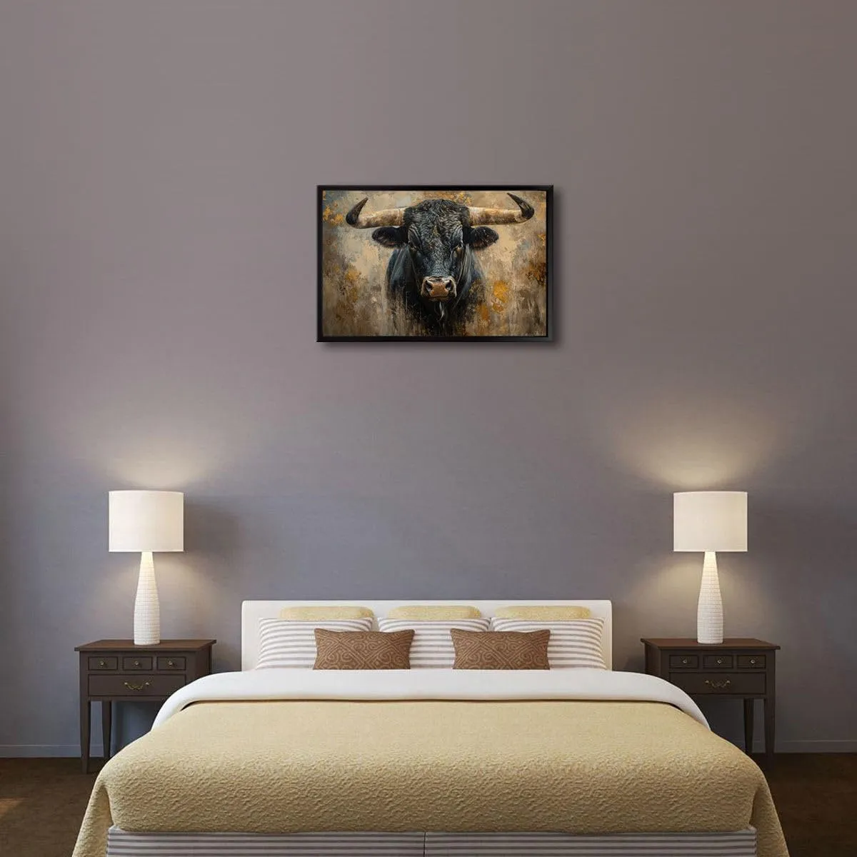 GUHKLSD Carl the Gentle Giant Bull Canvas Print: Majestic Artwork by Simon Bisley 24x36-Metal Framed