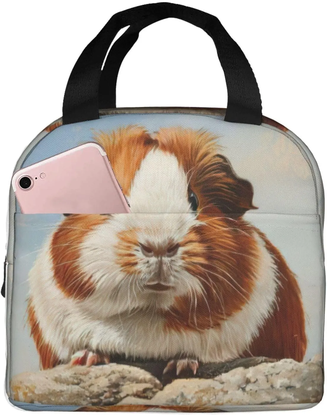Guinea Pig Print Lunch Bag,Reusable Insulated Lunch Tote Bag For Work/Office/Picnic/Travel