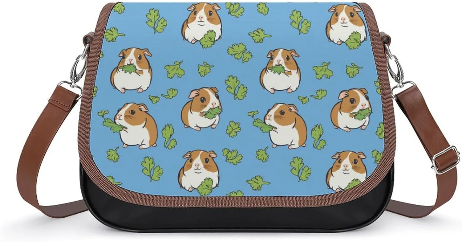 Guinea Pigs Eating Coriander Leaves Fashion Crossbody Bags for Women Lightweight Shoulder Handbags Travel Purse with Strap Custom Gifts