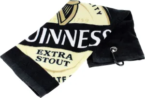 Guinness Label Cotton Black Golf Towel with Karabiner Clip