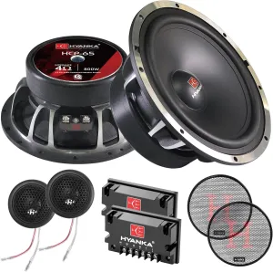 H YANKA HCP-65 6.5 Component Car Speakers, 800 Watt Car Audio Stereo Door Speakers Perfect for Upgrading Any Car Stereo System Includes 2 x Midrange Woofers, Tweeters, and Crossovers (Set)