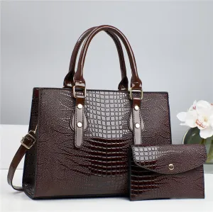 H1828 - Vintage Crocodile Pattern Fashion Handbag Set
