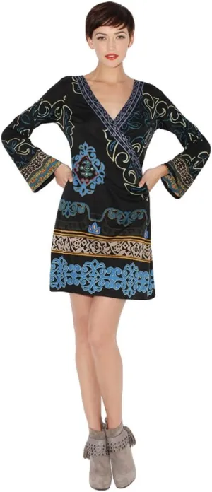 Hale Bob Women's Silk Route Jersey Wrap Dress Teal