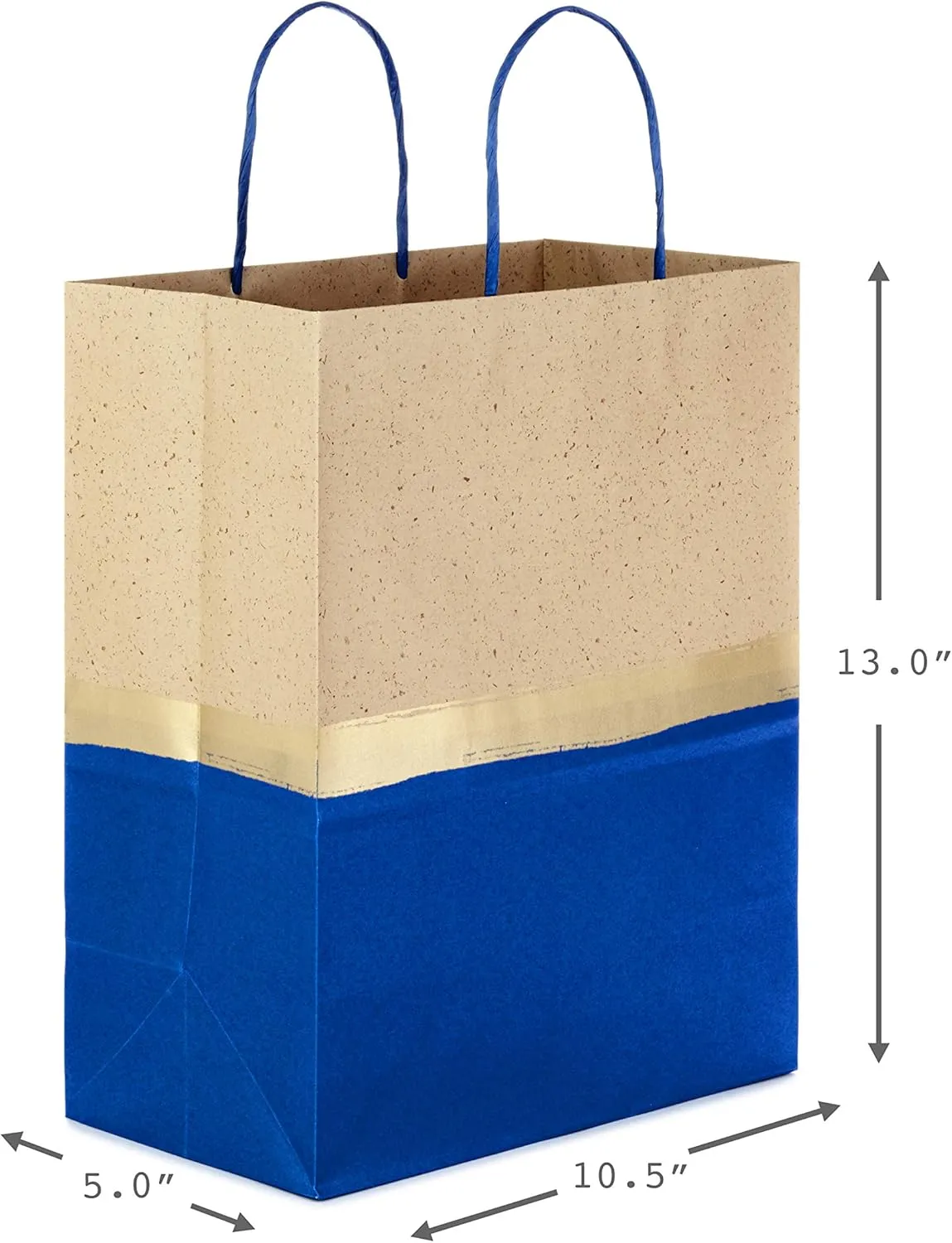 Hallmark 13" Large Paper Gift Bags (Pack of 6 - Blue & Kraft) for Hanukkah, Birthdays, Weddings, Graduations, Father's Day, Baby Showers, Bridal Showers