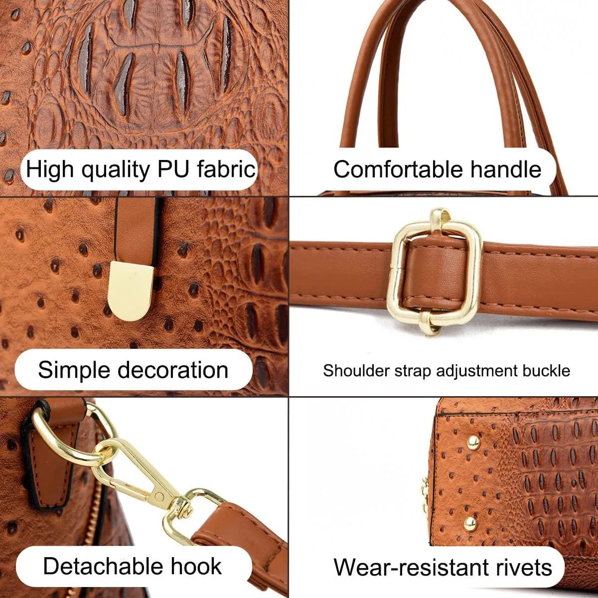 Handbags and Purses for Women PU Leather Shoulder Bag Crocodile Pattern Top-Handle Satchel Fashion Ladies Tote