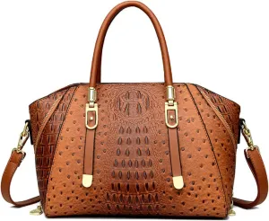 Handbags and Purses for Women PU Leather Shoulder Bag Crocodile Pattern Top-Handle Satchel Fashion Ladies Tote