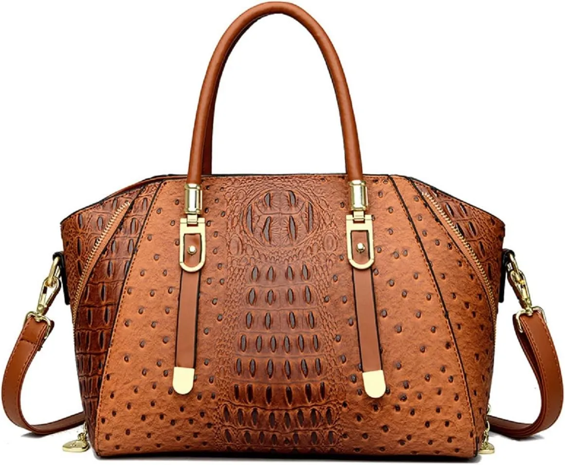 Handbags and Purses for Women PU Leather Shoulder Bag Crocodile Pattern Top-Handle Satchel Fashion Ladies Tote