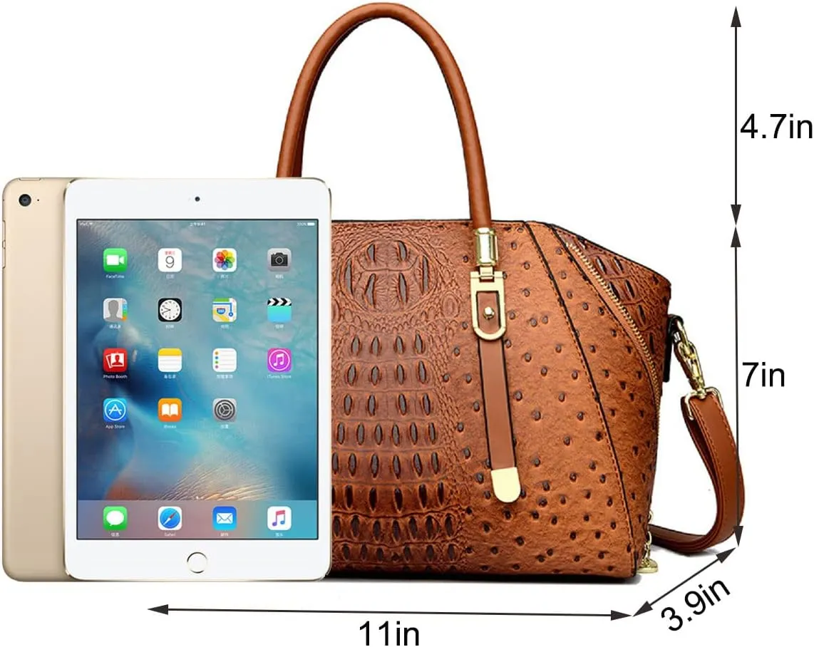 Handbags and Purses for Women PU Leather Shoulder Bag Crocodile Pattern Top-Handle Satchel Fashion Ladies Tote
