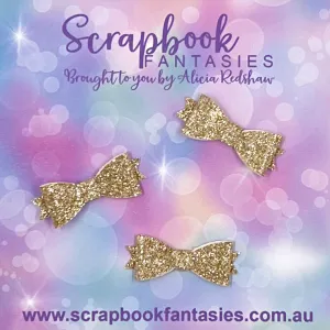 Handmade Light Gold Sparkly Mini-Mini Glitter Bows (3 pack) by Naomi-Jon Redshaw
