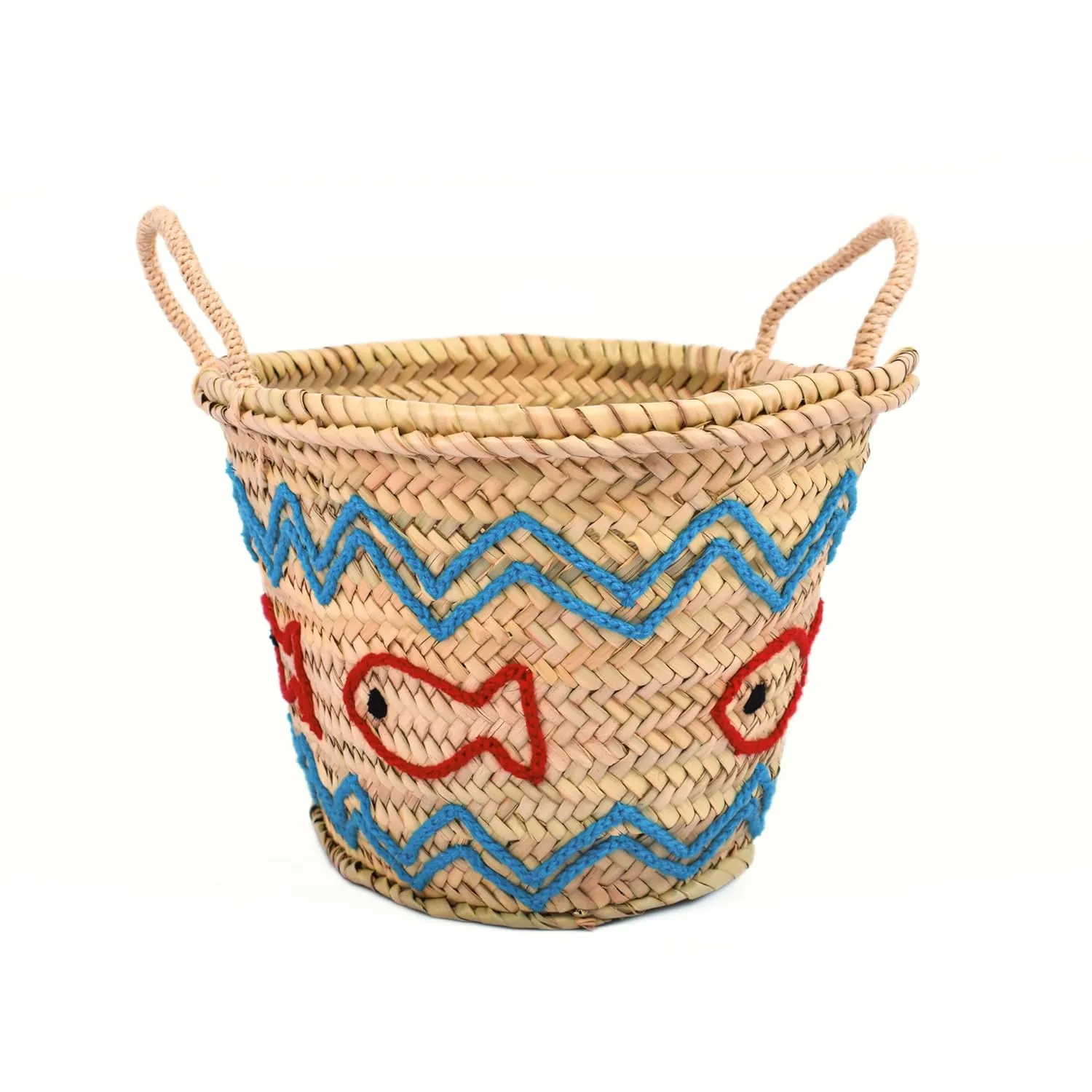 Handwoven Straw Beach Bag With Fish Motif - Ocean Tote Bag, Vacation Bag For Women - Summer Bag & Picnic Basket, Beach Basket Tote - Elegant Beach Gifts For Women! (Large)