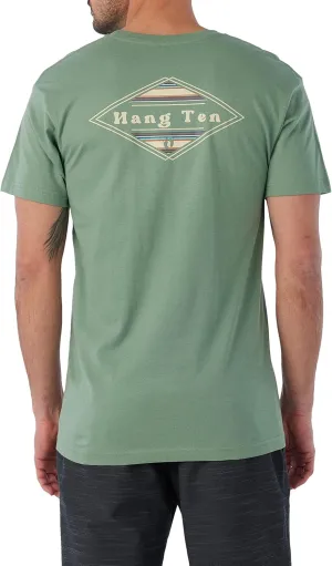 Hang Ten Mens Diamond Logo Graphic T-Shirt - Comfortable Graphic Tees for Men - Short Sleeve Screen Printed Tshirt