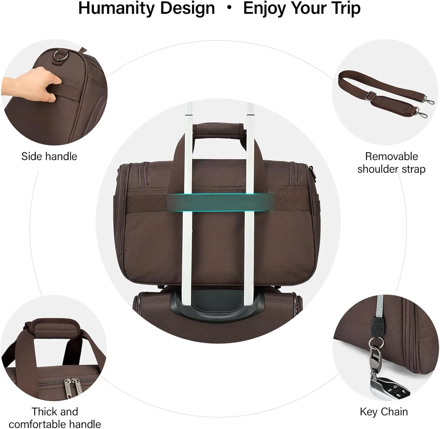 Hanke Foldable Underseat Carry On luggage Bag, Travel Tote Bag for Women & Men, Personal Item Travel Bag Softside Lightweight Luggage Bags for Travel Flight Crew Overnight Weekender Bag.（Coffee）