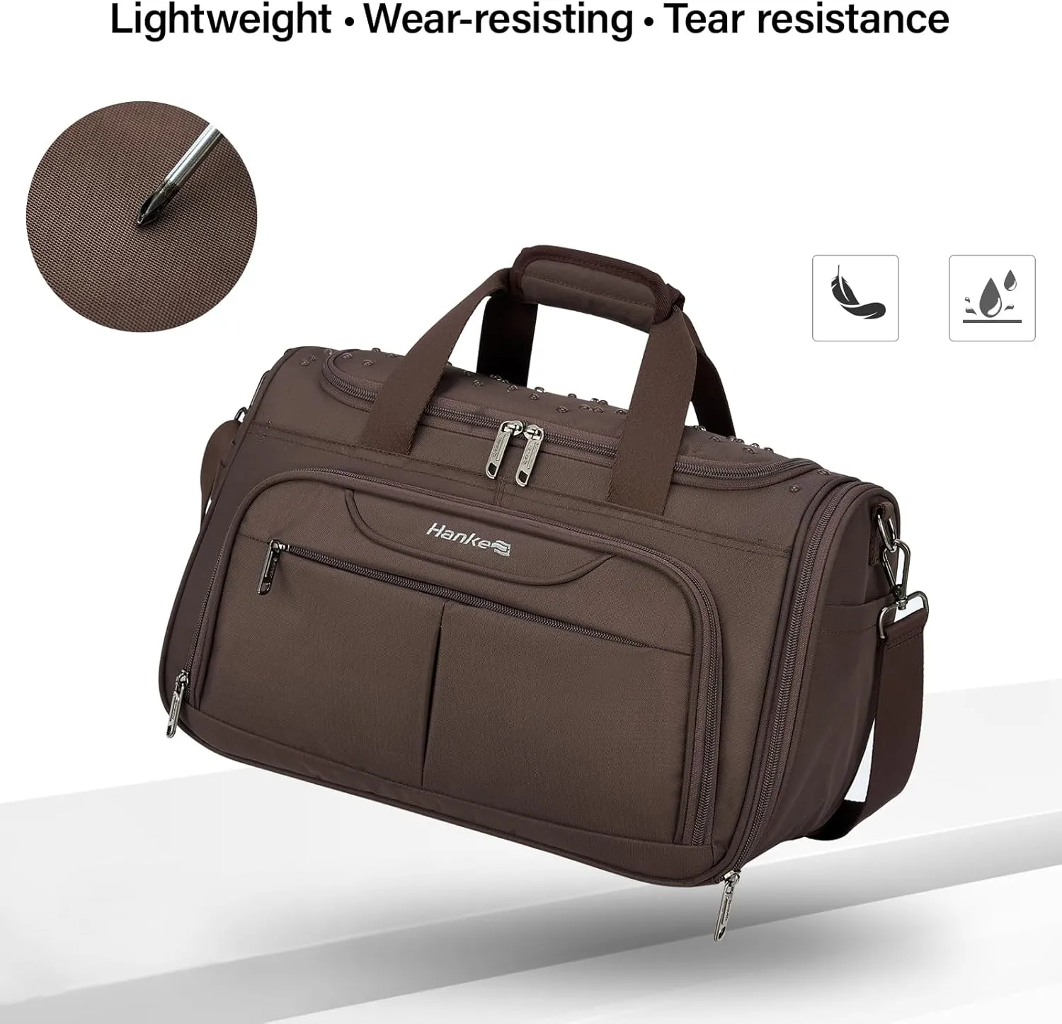 Hanke Foldable Underseat Carry On luggage Bag, Travel Tote Bag for Women & Men, Personal Item Travel Bag Softside Lightweight Luggage Bags for Travel Flight Crew Overnight Weekender Bag.（Coffee）