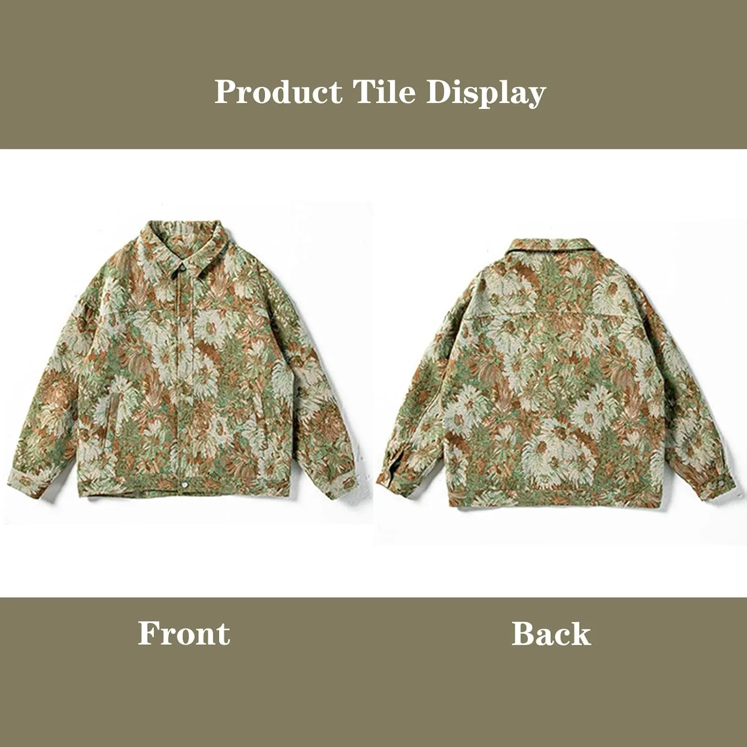 Harajuku Top Men's and Women's Jacquard Embroidered Vintage Jacket Top Men's Casual Loose Coat Men's Button Top