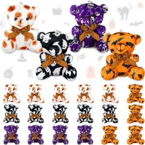 Haull 18 Pcs Halloween Stuffed Animals Bears Bulk Gifts Plush Bears Bulk Mini Soft Stuffed Toys Small Cute Plush Bear 4" for Kids Adults Party Favors Home