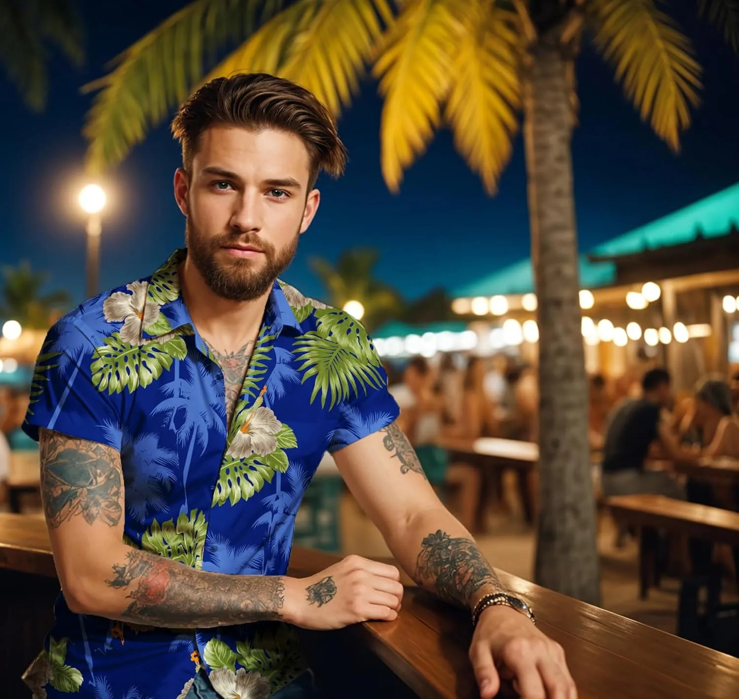 Hawaiian-Shirt Men Short-Sleeve Front-Pocket Stylish Funky Blossoms Flowers Floral Unisex