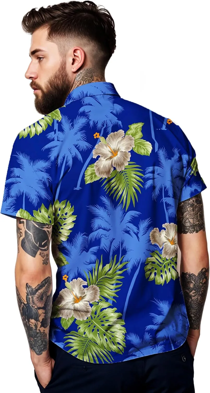 Hawaiian-Shirt Men Short-Sleeve Front-Pocket Stylish Funky Blossoms Flowers Floral Unisex