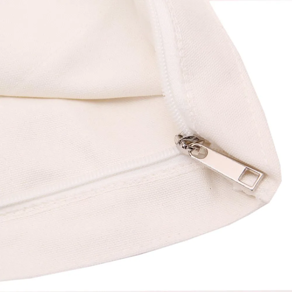 Heavy Duty 100% Cotton Canvas Zipper Beach Shoulder Grocery Tote Bag With Outer Pocket 2-pack