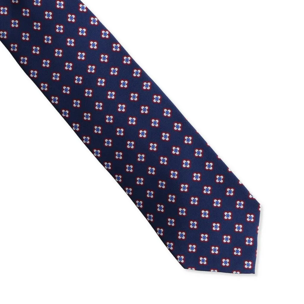 HENRY SARTORIAL X CANTINI Printed Silk Tie NAVY