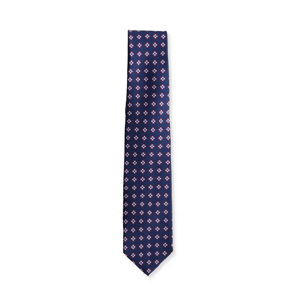 HENRY SARTORIAL X CANTINI Printed Silk Tie NAVY