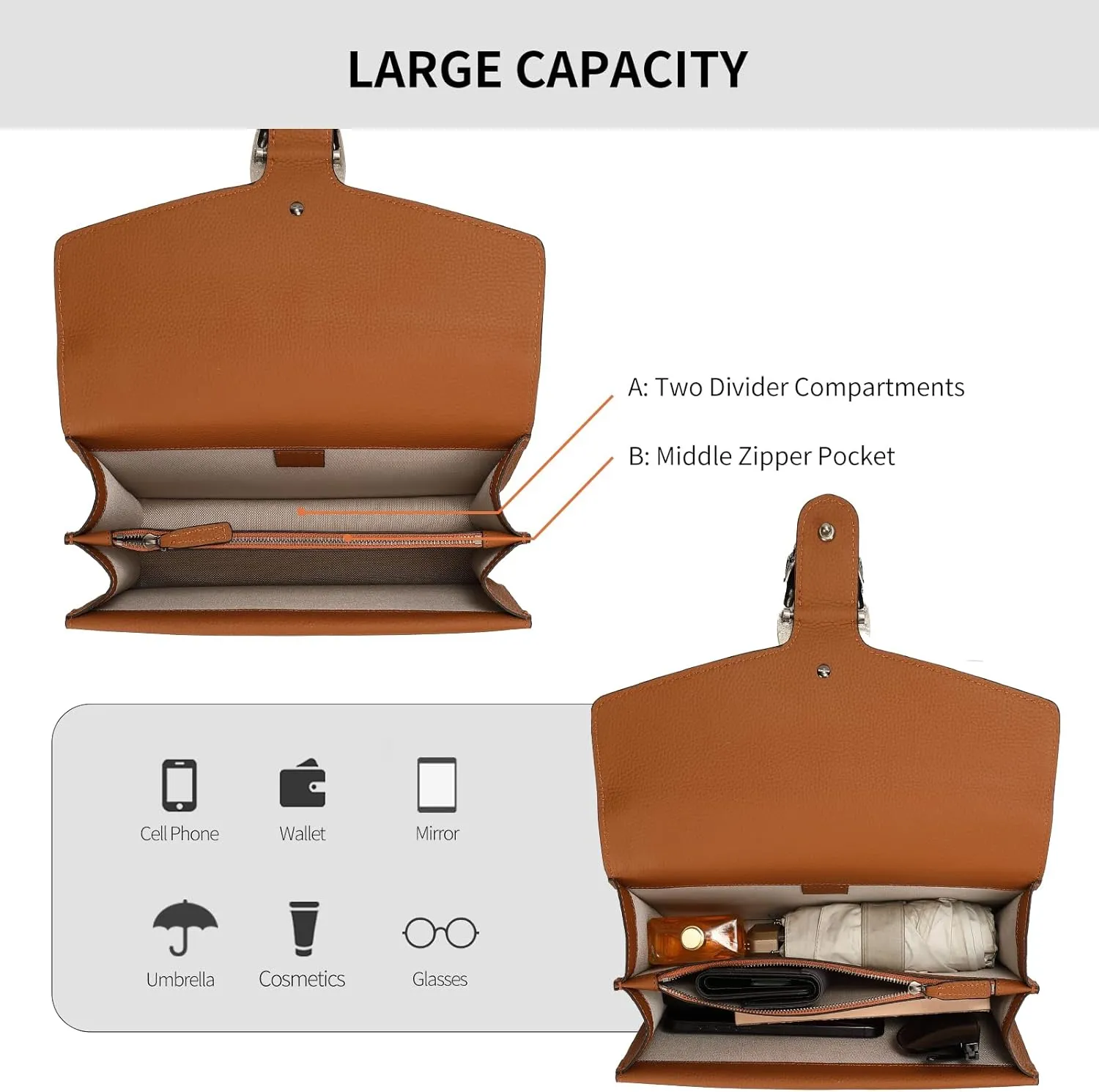 High-End Genuine Leather Shoulder Bag for Women, Stylish Handbag for Ladies, Refined Tote Purse, Crossbody Bag