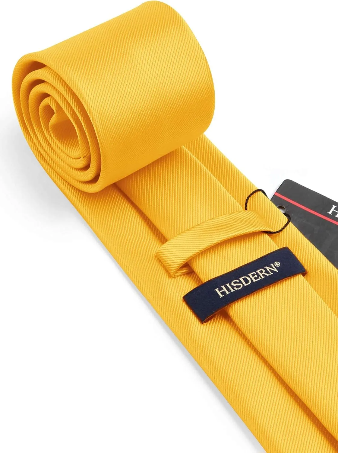 HISDERN Mens Ties Solid Color Wedding Ties and Pocket Square Neckties Clip Sets Business Formal Satin Ties for Men