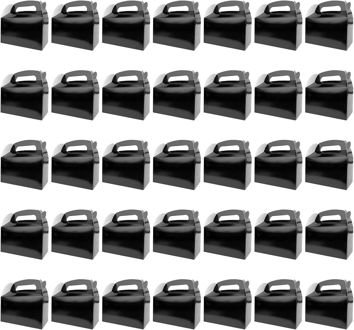 HKLMRO 35 PCS Party Treat Boxes Black Candy Cookies GiftBox DIY Portable Favor Bags Snack Goodie Cardboard Gable Perfect for Kids Birthday Halloween Wedding Baby Shower Easter Supplies Decoration