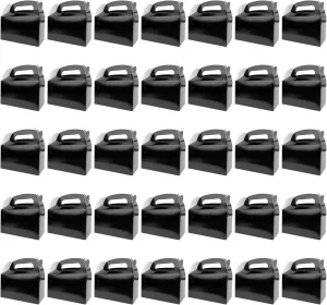 HKLMRO 35 PCS Party Treat Boxes Black Candy Cookies GiftBox DIY Portable Favor Bags Snack Goodie Cardboard Gable Perfect for Kids Birthday Halloween Wedding Baby Shower Easter Supplies Decoration