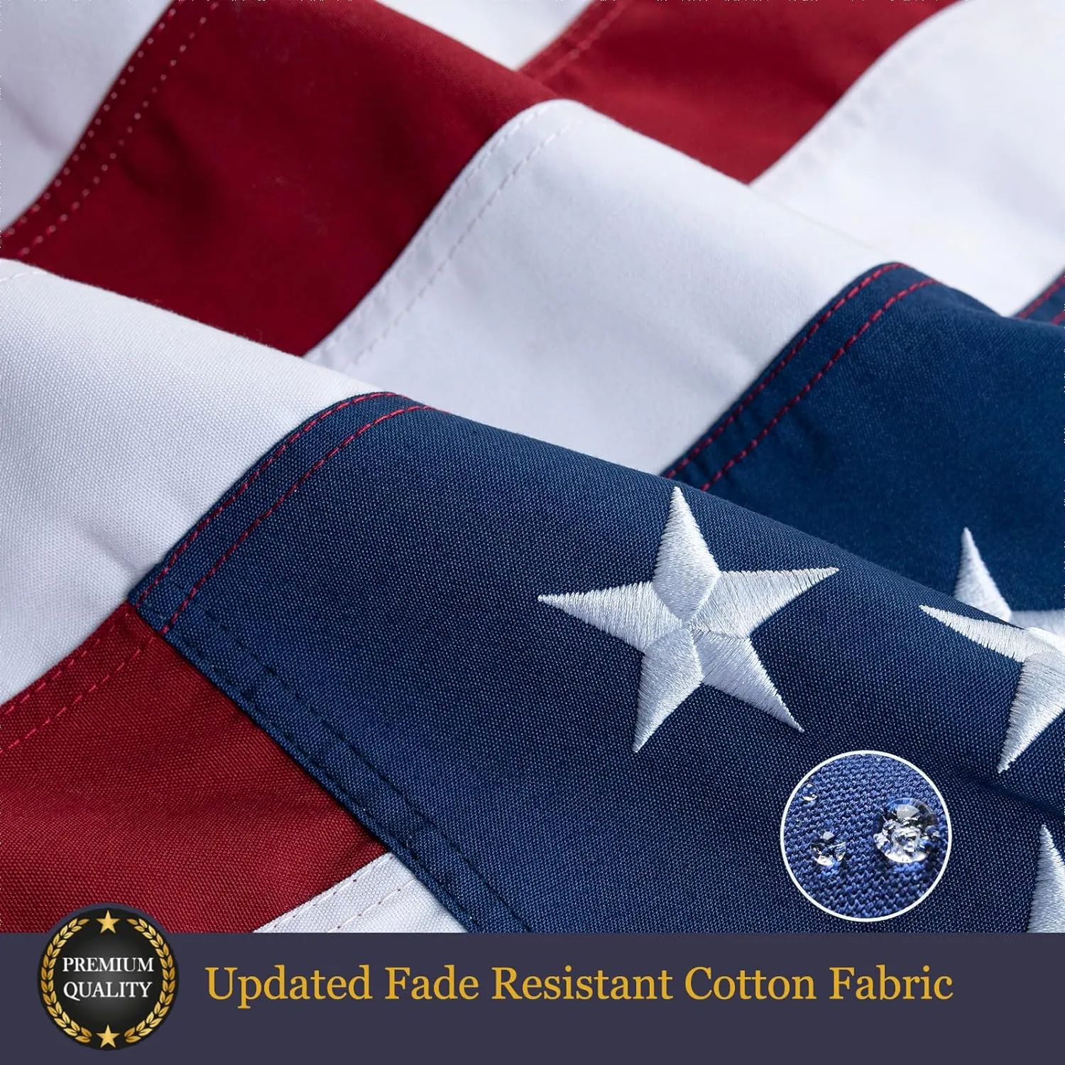 Homissor 100% Cotton Flag American Flags 3x5 Ft New Cotton USA Flag Heavy Duty Outdoor Fade Resistant Embroidered Stars