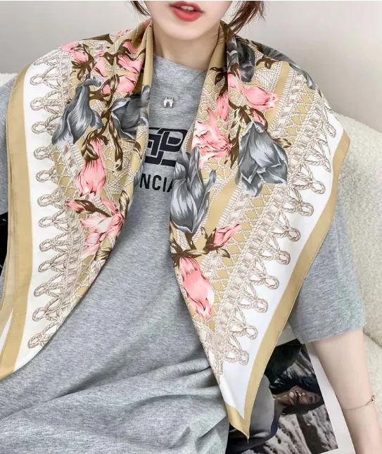 Horse Printed Silky Bandana Scarf for Women, 70*70cm