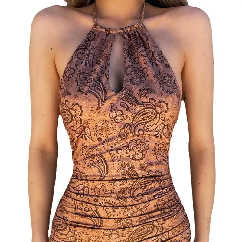 Hot-selling New Women's Dress, Sexy Open Back, Hollowed-out Front, Retro Printed, Hip-hugging C-240731-L3Hot-selling New Women's Dress, Sexy Open Back, Hollowed-out Front, Retro Printed, Hip-hugging C-240731-L3