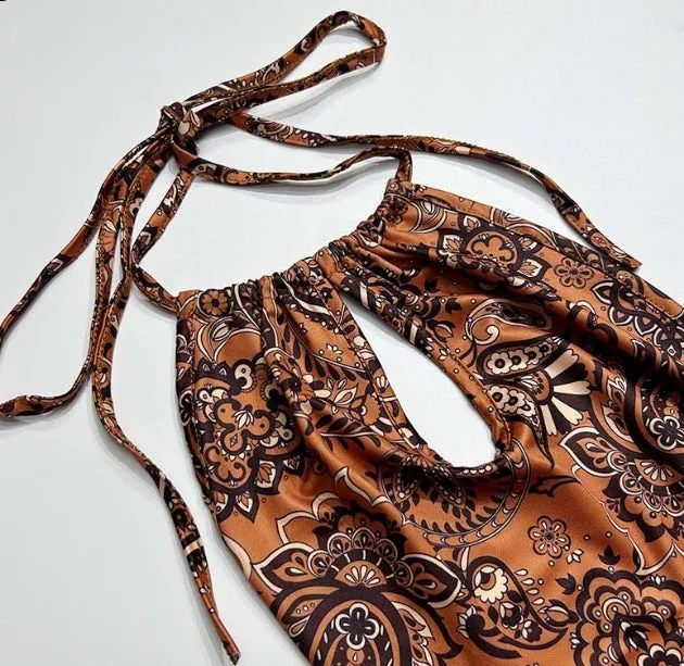 Hot-selling New Women's Dress, Sexy Open Back, Hollowed-out Front, Retro Printed, Hip-hugging C-240731-L3Hot-selling New Women's Dress, Sexy Open Back, Hollowed-out Front, Retro Printed, Hip-hugging C-240731-L3