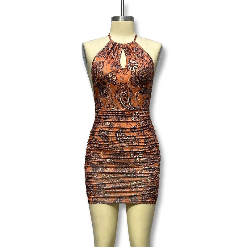 Hot-selling New Women's Dress, Sexy Open Back, Hollowed-out Front, Retro Printed, Hip-hugging C-240731-L3Hot-selling New Women's Dress, Sexy Open Back, Hollowed-out Front, Retro Printed, Hip-hugging C-240731-L3
