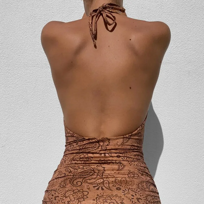Hot-selling New Women's Dress, Sexy Open Back, Hollowed-out Front, Retro Printed, Hip-hugging C-240731-L3Hot-selling New Women's Dress, Sexy Open Back, Hollowed-out Front, Retro Printed, Hip-hugging C-240731-L3