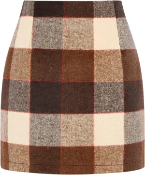 IDEALSANXUN Womens High Waist Plaid Skirt Bodycon Pencil Wool Mini Skirts